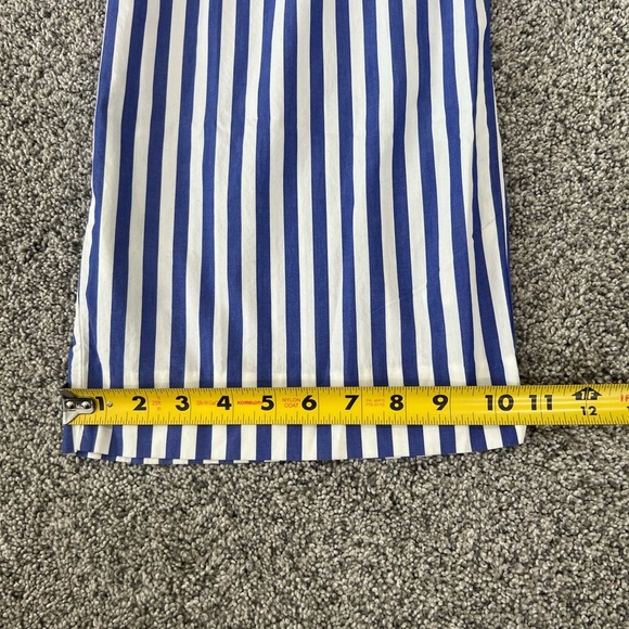 J. Crew One Shoulder Ruffle Jumpsuit Blue White Stripe 100% Cotton Size US 4 - Picture 9 of 16